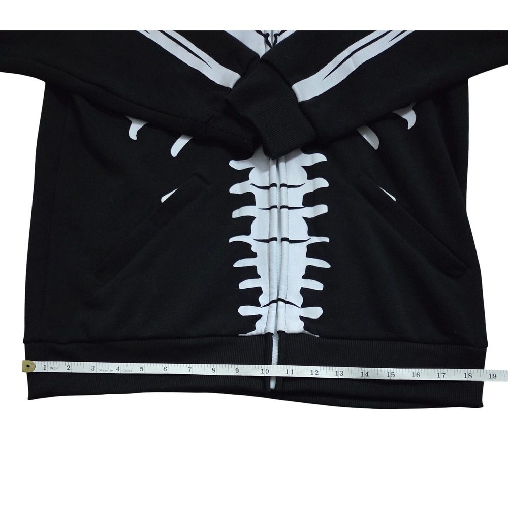 Tipsy Elves Mens Skeleton Full Zip Hoodie Skull Mask Halloween Costume Black M - Picture 11 of 12